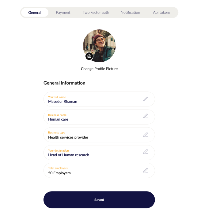 Profile Update Interface