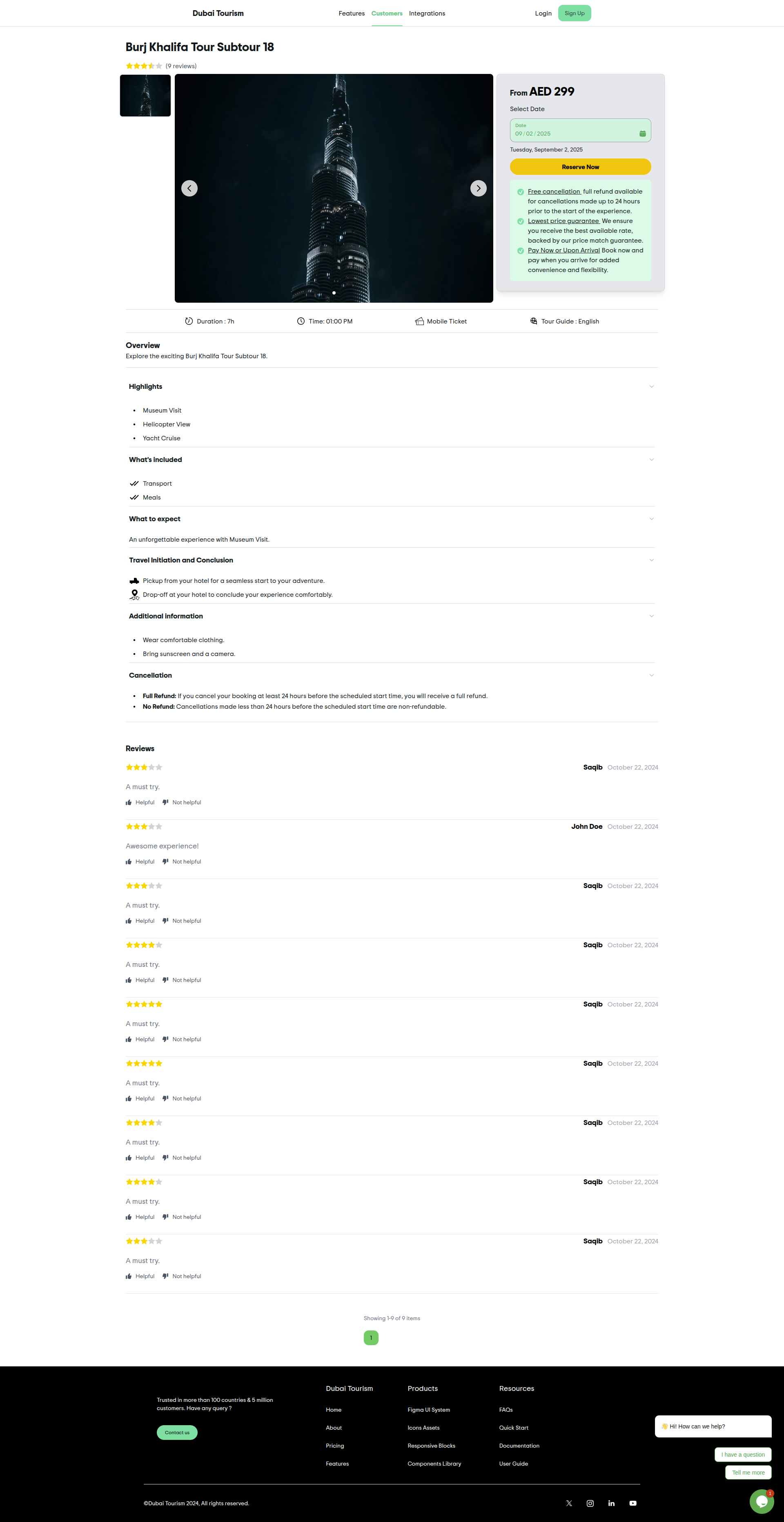 Dubai Tours Main Interface